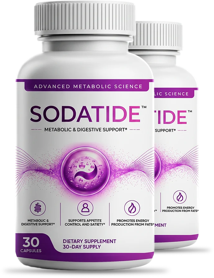 Two bottles of SodaTide metabolic and digestive support capsules