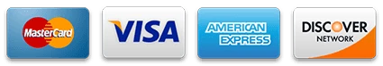 Visa, Mastercard, Discover and American Express accepted